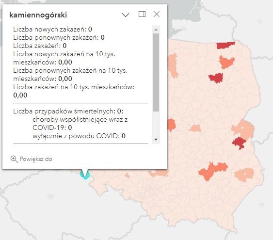 Koronawirus - statystyka - powiat kamiennogórski - 22.06.2023. 