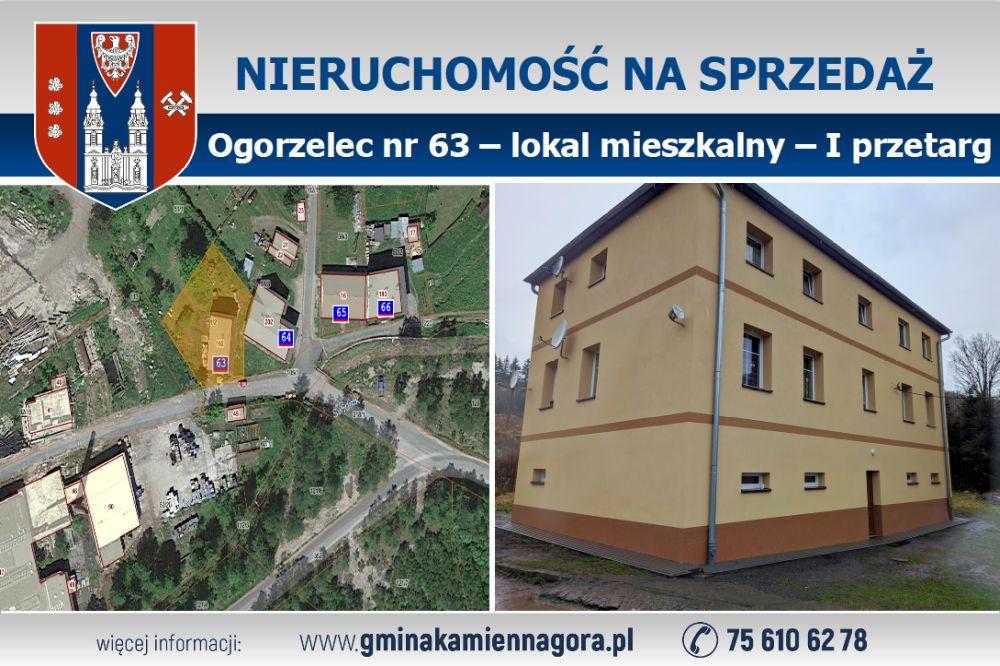 OGŁOSZENIE – lokal mieszkalny Ogorzelec 63 – I przetarg
