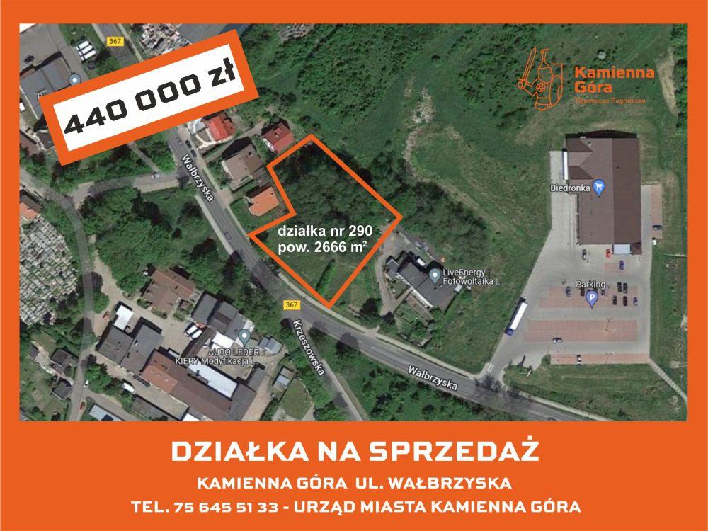 Kamienna Góra - działka ul. Wałbrzyska - I przetarg