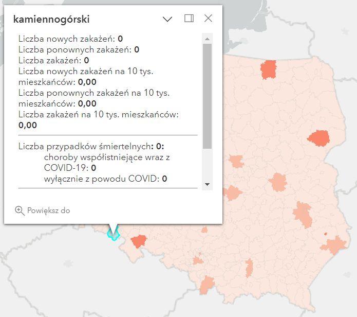Koronawirus - statystyka - powiat kamiennogórski - 22.05.2023. 