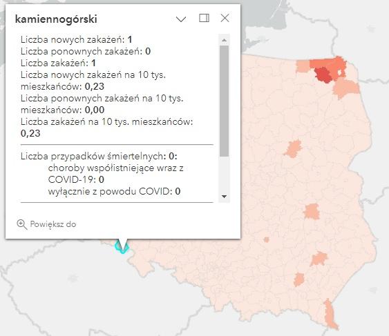Koronawirus - statystyka - powiat kamiennogórski - 10.05.2023. 