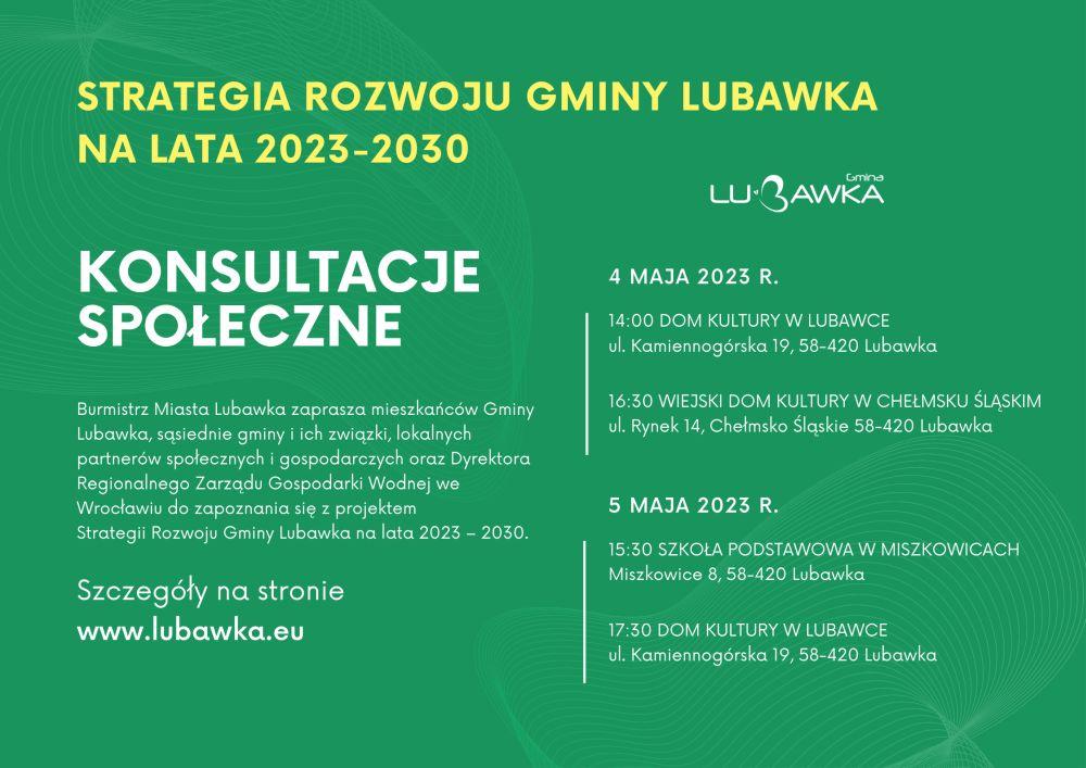Zaproszenie do konsultacji społecznych dotyczących projektu Strategii Rozwoju Gminy Lubawka na lata 2023-2030