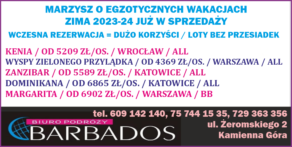 Egzotyczne wakacje - zima 2023/24