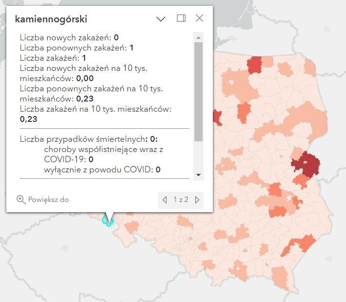 Koronawirus - statystyka - powiat kamiennogórski - 20.04.2023. 