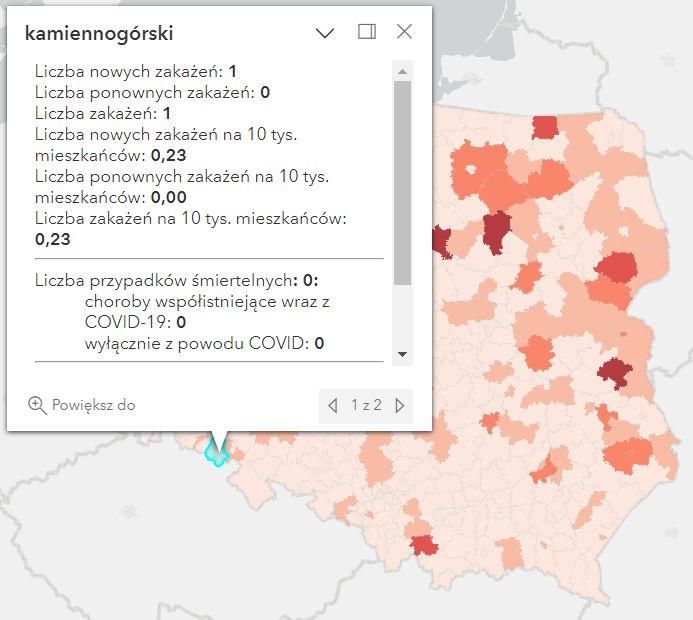 Koronawirus - statystyka - powiat kamiennogórski - 19.04.2023. 