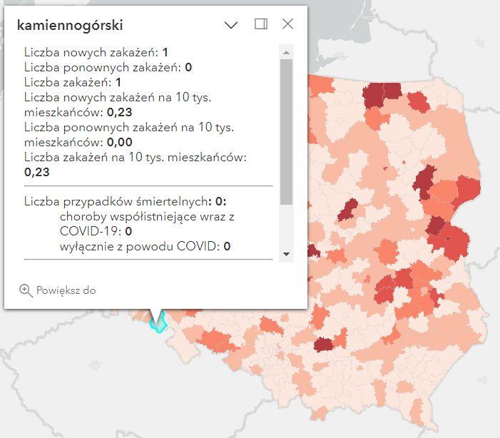 Koronawirus - statystyka - powiat kamiennogórski - 13.04.2023. 