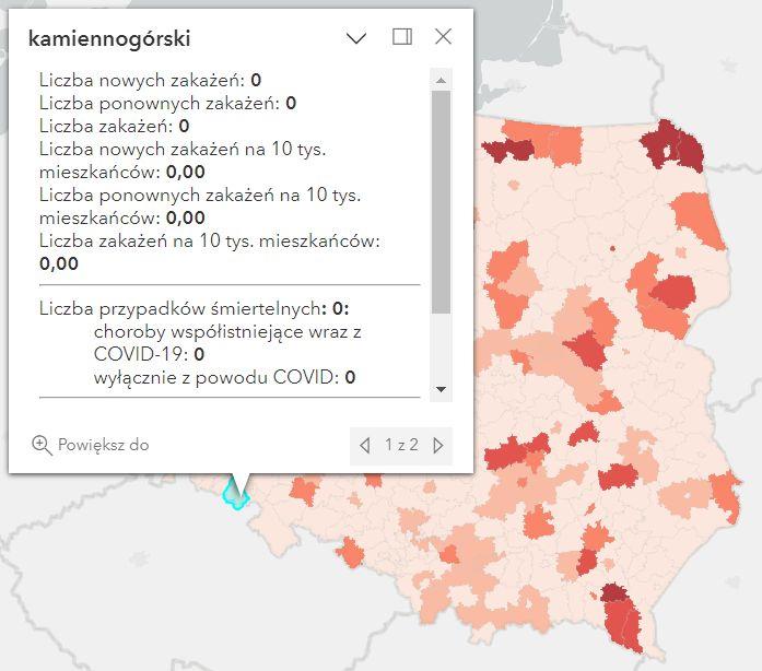 Koronawirus - statystyka - powiat kamiennogórski - 2.04.2023. 