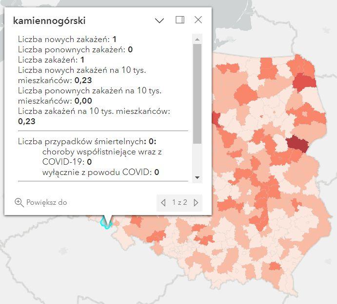 Koronawirus - statystyka - powiat kamiennogórski - 25.03.2023. 