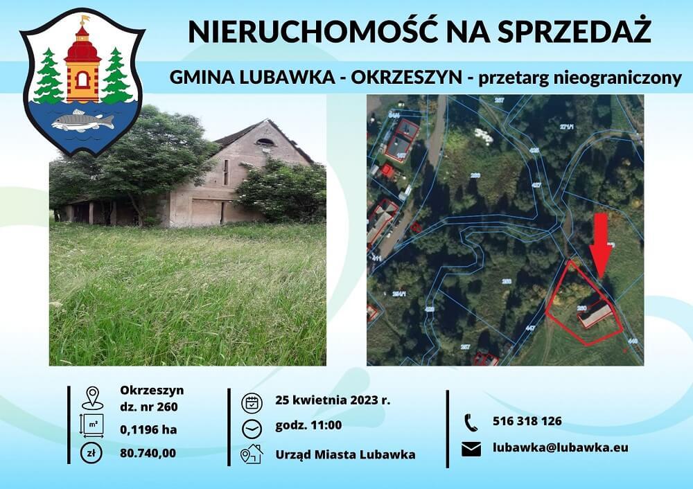 Lubawka - działka zabudowana Okrzeszyn - I przetarg