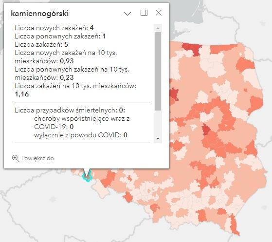 Koronawirus - statystyka - powiat kamiennogórski - 23.03.2023. 