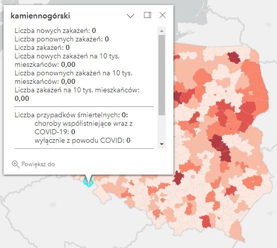 Koronawirus - statystyka - powiat kamiennogórski - 22.03.2023. 