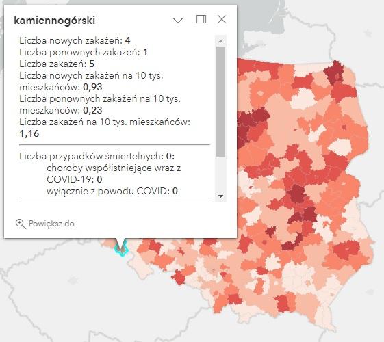 Koronawirus - statystyka - powiat kamiennogórski - 21.03.2023. 