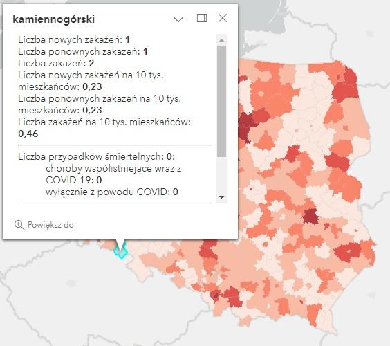 Koronawirus - statystyka - powiat kamiennogórski - 8.03.2023. 