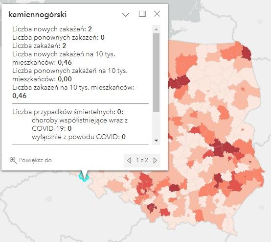 Koronawirus - statystyka - powiat kamiennogórski - 1.03.2023. 
