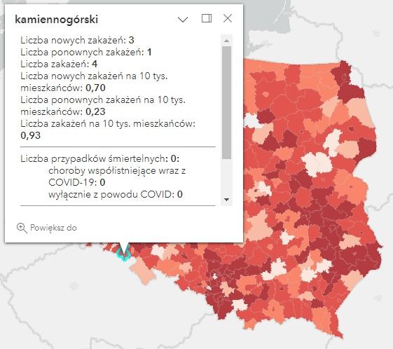 Koronawirus - statystyka - powiat kamiennogórski - 21.02.2023. 