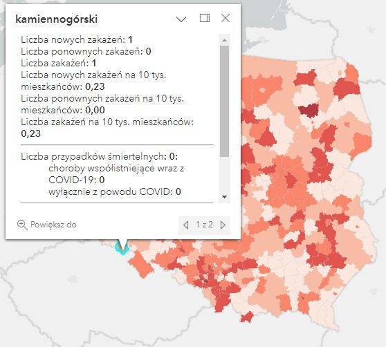 Koronawirus - statystyka - powiat kamiennogórski - 9.02.2023. 