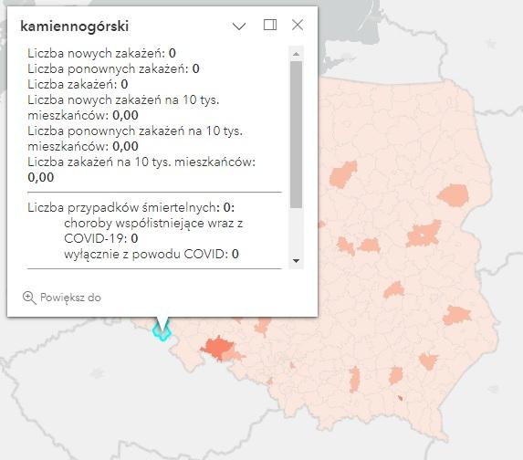 Koronawirus - statystyka - powiat kamiennogórski - 23.01.2023. 