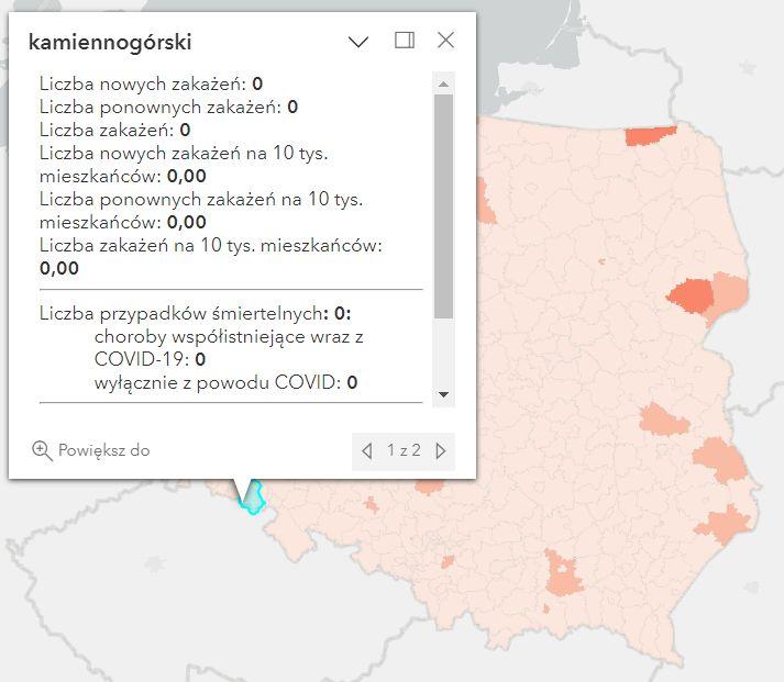 Koronawirus - statystyka - powiat kamiennogórski - 22.01.2023. 