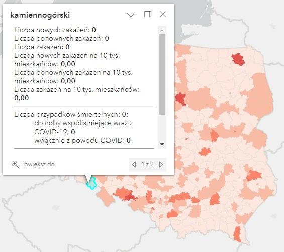 Koronawirus - statystyka - powiat kamiennogórski - 19.01.2023. 