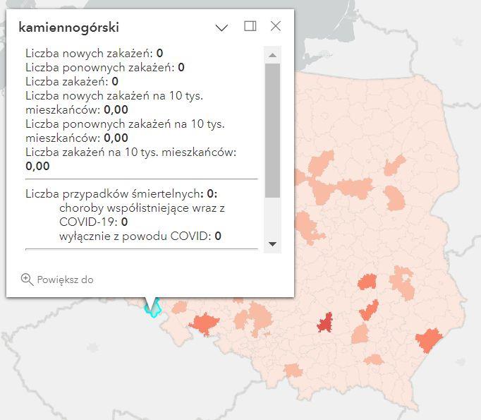 Koronawirus - statystyka - powiat kamiennogórski - 9.01.2023. 