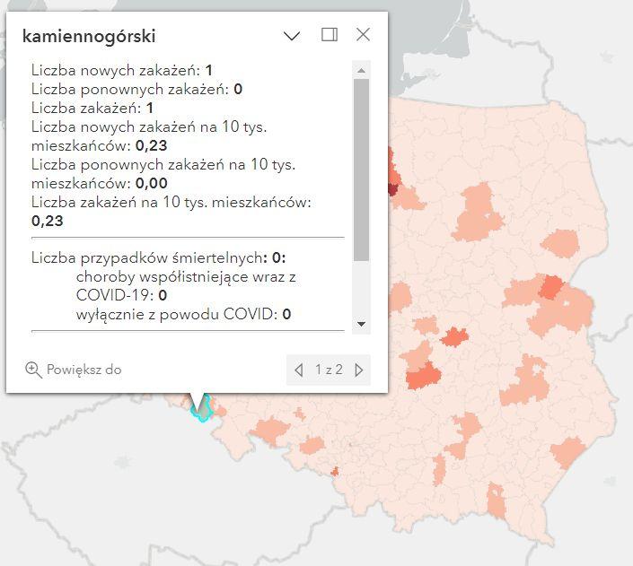 Koronawirus - statystyka - powiat kamiennogórski - 8.01.2023. 