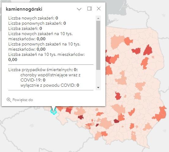 Koronawirus - statystyka - powiat kamiennogórski - 19.12.2022. 