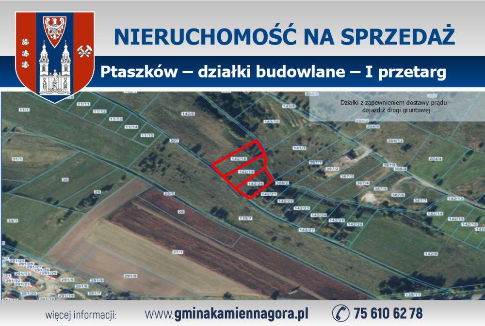 OGŁOSZENIE – działki Ptaszków