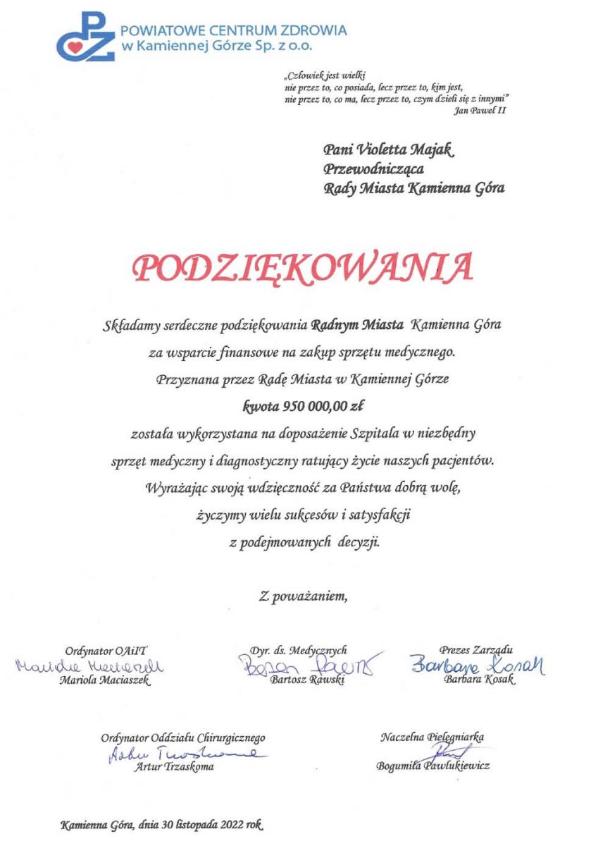 Podziękowanie - PCZ