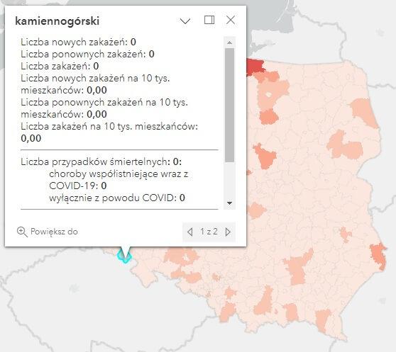 Koronawirus - statystyka - powiat kamiennogórski - 21.11.2022. 