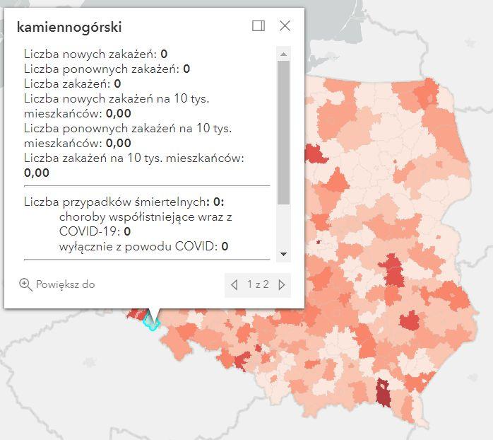 Koronawirus - statystyka - powiat kamiennogórski - 29.10.2022. 