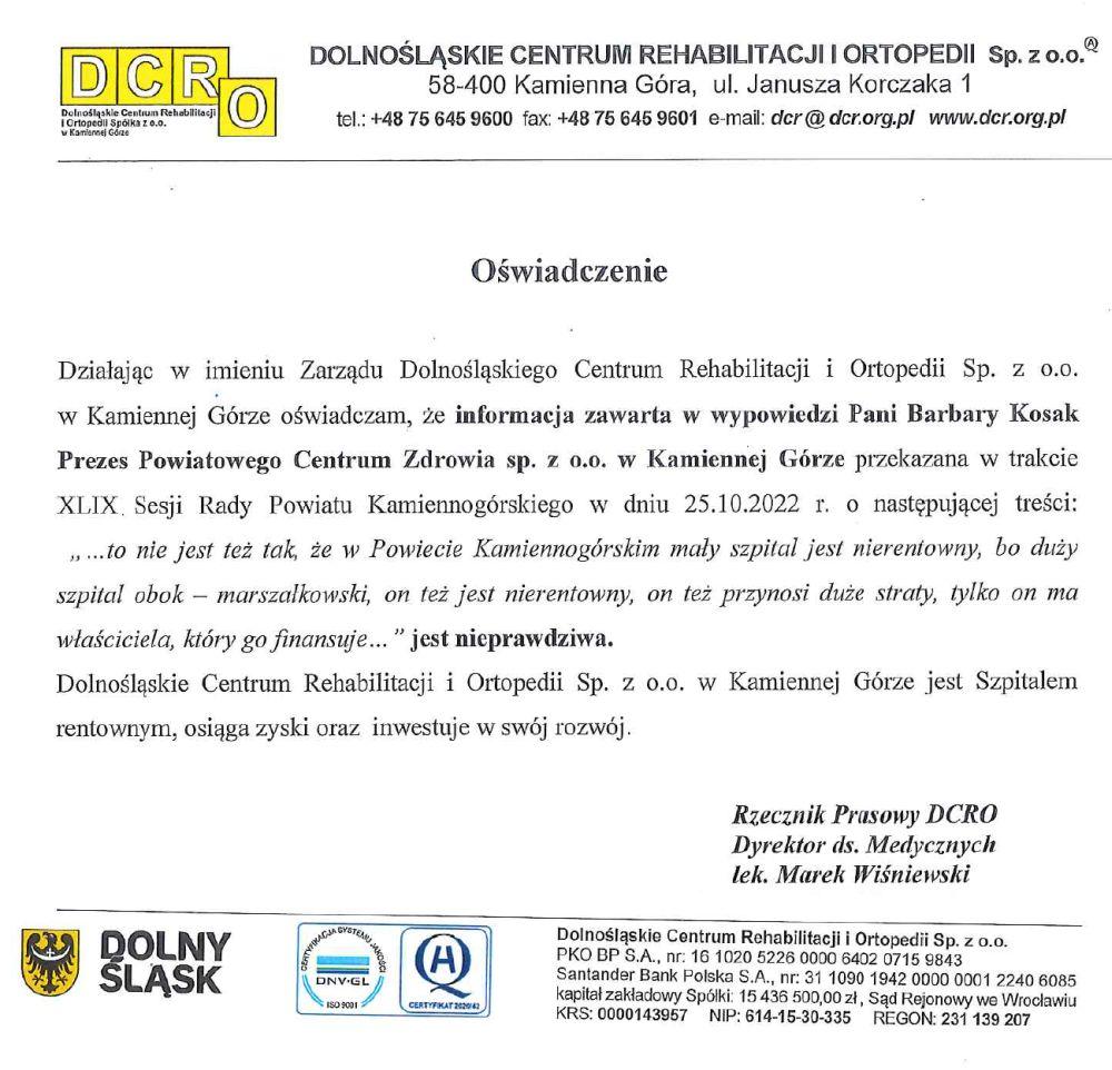 Informacja DCRO