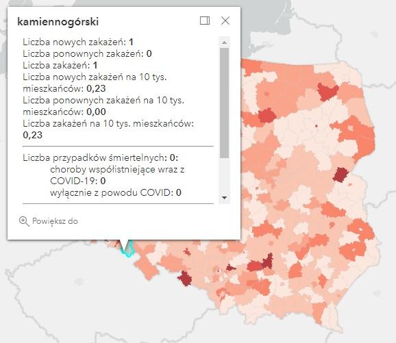 Koronawirus - statystyka - powiat kamiennogórski - 26.10.2022. 