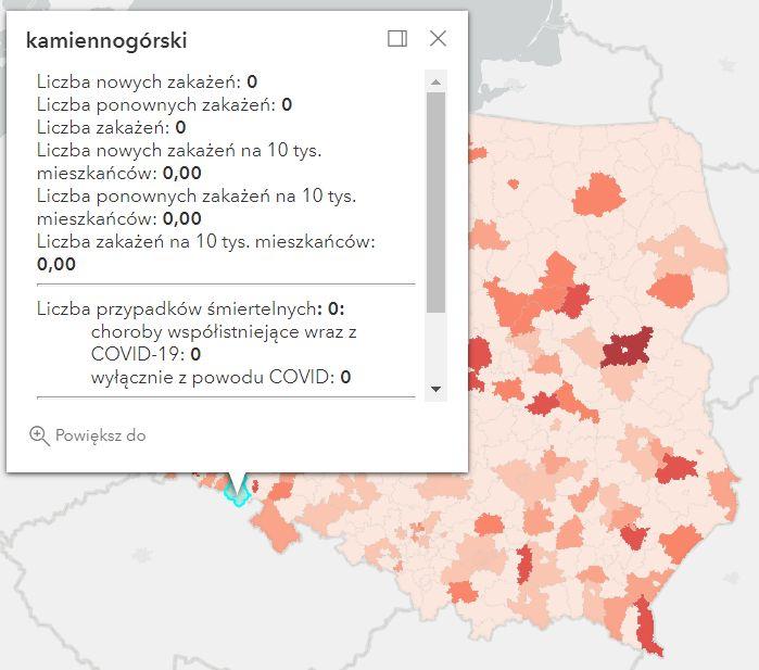 Koronawirus - statystyka - powiat kamiennogórski - 24.10.2022. 