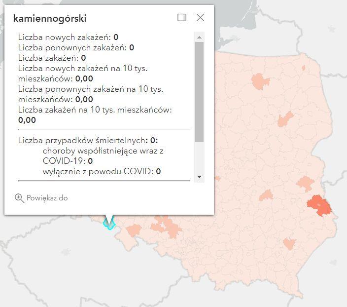 Koronawirus - statystyka - powiat kamiennogórski - 23.10.2022. 