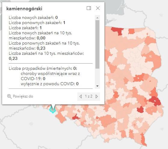 Koronawirus - statystyka - powiat kamiennogórski - 21.10.2022. 