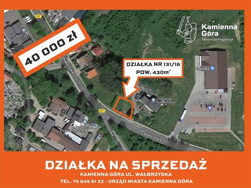 Ogłoszenie - Kamienna Góra - działka ul. Wałbrzyska - I przetarg