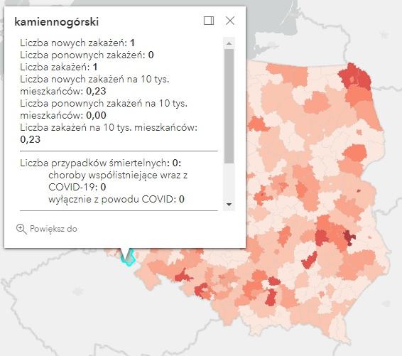Koronawirus - statystyka - powiat kamiennogórski - 20.10.2022. 