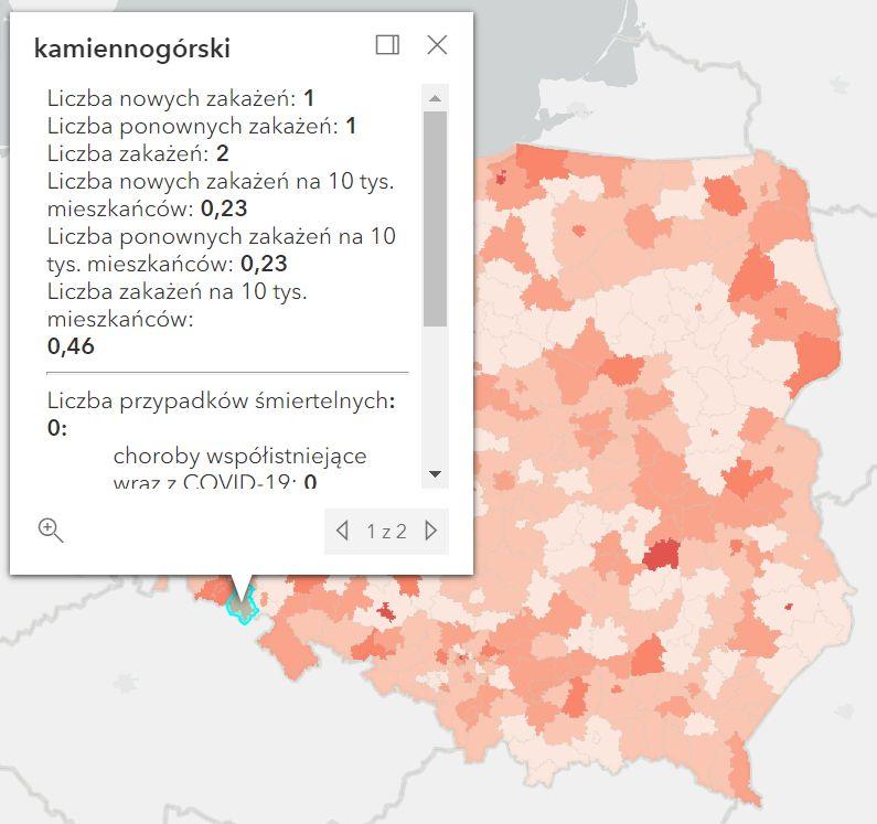 Koronawirus - statystyka - powiat kamiennogórski - 19.10.2022. 