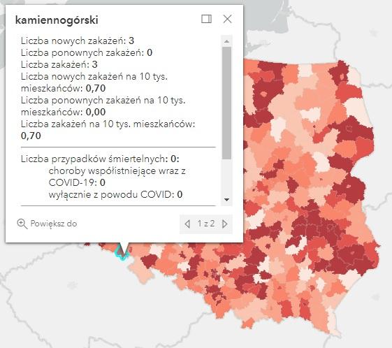 Koronawirus - statystyka - powiat kamiennogórski - 18.10.2022. 