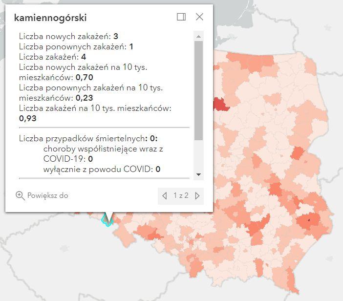 Koronawirus - statystyka - powiat kamiennogórski - 15.10.2022. 