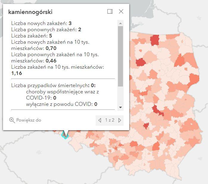 Koronawirus - statystyka - powiat kamiennogórski - 13.10.2022. 
