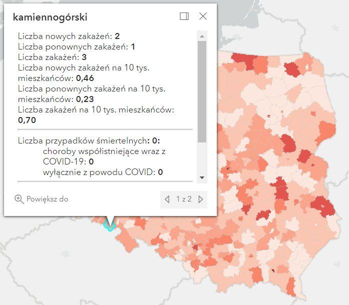 Koronawirus - statystyka - powiat kamiennogórski - 8.10.2022. 