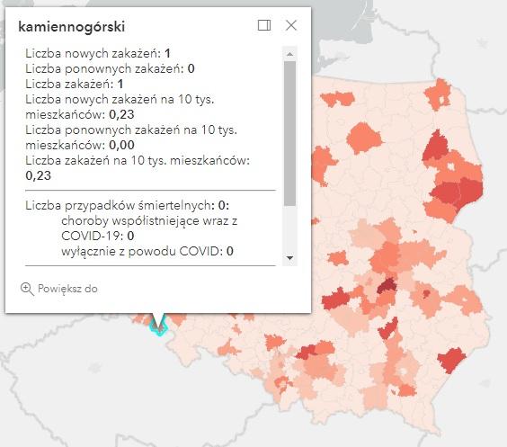 Koronawirus - statystyka - powiat kamiennogórski - 3.10.2022. 