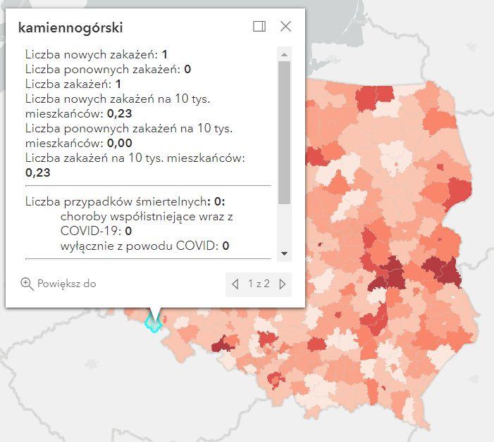 Koronawirus - statystyka - powiat kamiennogórski - 1.10.2022. 