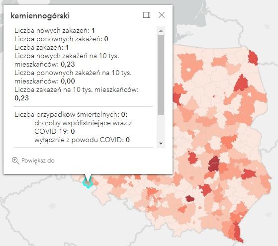 Koronawirus - statystyka - powiat kamiennogórski - 26.9.2022. 