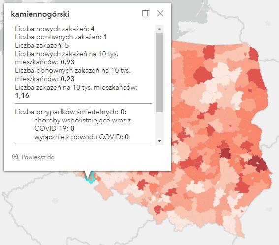 Koronawirus - statystyka - powiat kamiennogórski - 23.9.2022. 