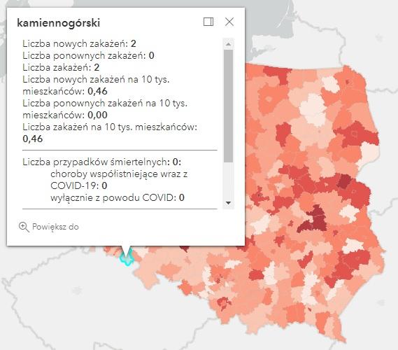 Koronawirus - statystyka - powiat kamiennogórski - 22.9.2022. 