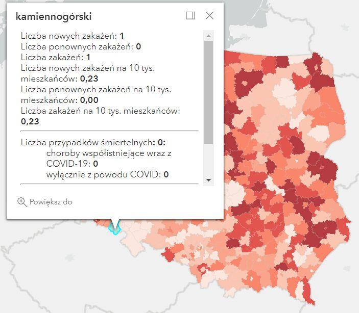 Koronawirus - statystyka - powiat kamiennogórski - 21.9.2022. 