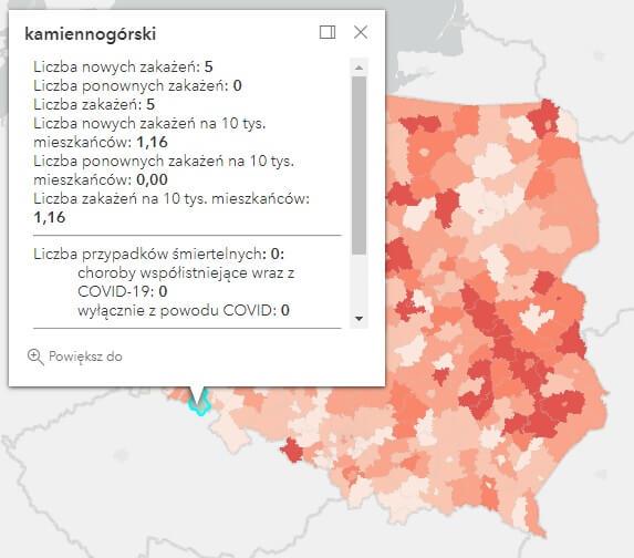 Koronawirus - statystyka - powiat kamiennogórski - 20.9.2022. 