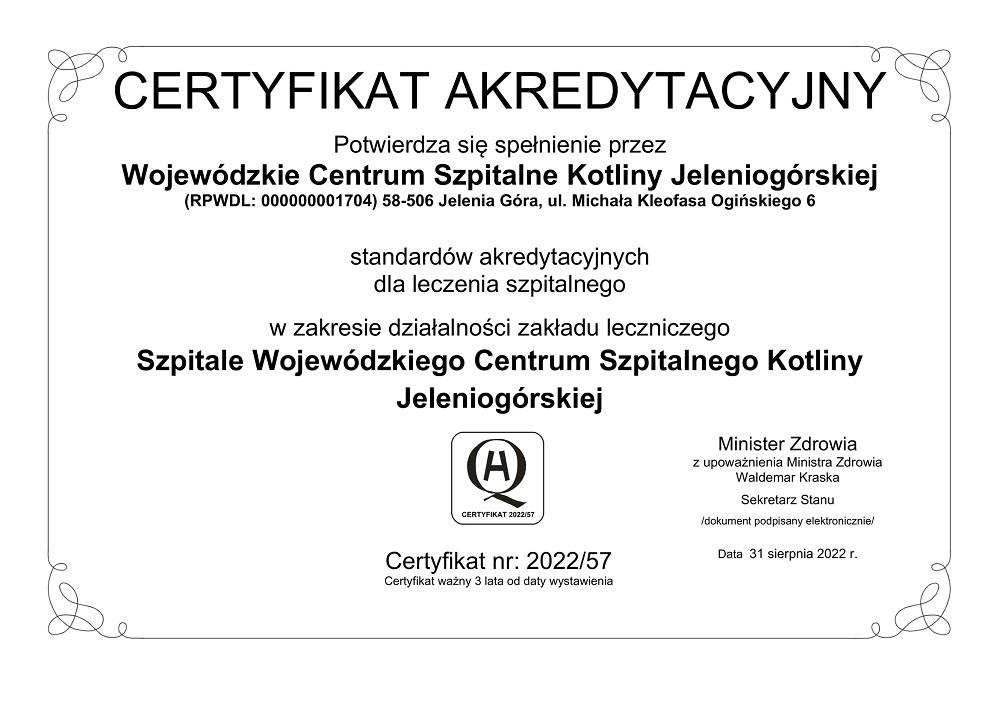 WCSKJ wyróżnione akredytacją Ministerstwa Zdrowia